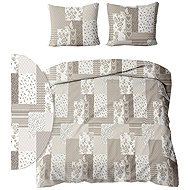 4sleep Crepe linen 140 × 200 + 70 × 90 cm - Patchwork beige - Bed Linen