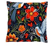 4sleep Pillowcase 40 × 40 zipped velour - Birds and flowers - Pillowcase