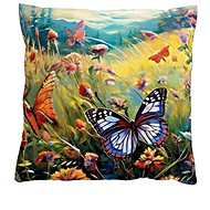 4sleep Pillowcase 40 × 40 cm, zipped velour - Butterfly Meadow - Pillowcase