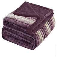 4sleep Microfleece blanket sheep/lamb 160 × 200 cm, Stripes purple - Blanket