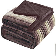4sleep Microplush blanket sheep/lamb 160 × 200 cm, Stripes brown - Blanket