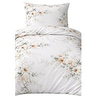4sleep Cotton satin bedding 140 × 200, 70 × 90 cm, Delicate flowers on white - Bed Linen