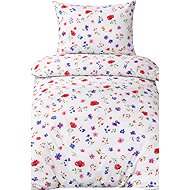 4sleep Cotton satin bedding 140 × 200, 70 × 90 cm, Poppy meadow on white - Bed Linen