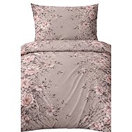 4sleep Cotton satin bedding 140 × 220, 70 × 90 cm, Beige flowers - Bed Linen