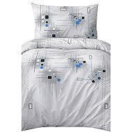 4sleep Crepe bedding 140 × 200, 70 × 90 cm, Geometry blue on gray - Bed Linen
