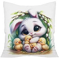 4sleep Easter pillowcase, velour, 40 × 40 cm, Bunny and little ducklings - Pillowcase