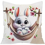 4sleep Easter pillowcase, velour, 40 × 40 cm, Bunny on a swing - Pillowcase