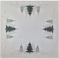 4sleep Christmas tablecloth trees green and silver on white 40 × 140 cm - Tablecloth