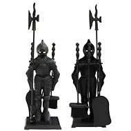 Fireplace tool set knight 5 pcs 20 × 13 × 74 cm black - Fireplace tools