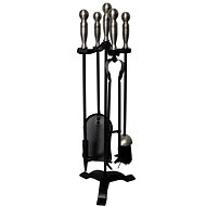 Fireplace tool set 5 pcs 19 × 19 × 62,5 cm nickel/black - Fireplace tools
