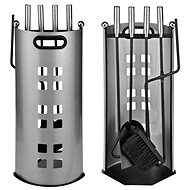 Fireplace tool set 5 pcs 23 × 15 × 57 cm silver/grey - Fireplace tools