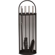 Fireplace tool set 5 pcs 23 × 15 × 66 cm silver/black - Fireplace tools