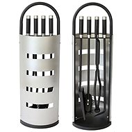 Fireplace tool set 5 pcs 23 × 15 × 66 cm black/silver - Fireplace tools