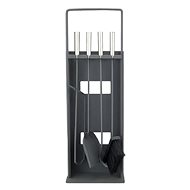 Fireplace tool set 4 pcs 23 × 14 × 66 cm silver/grey - Fireplace tools