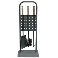 Fireplace tool set 4 pcs 23 × 14 × 71 cm silver/grey - Fireplace tools