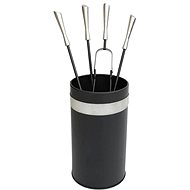Fireplace tool set 5 pcs diameter 20,5 × 62 cm nickel/black - Fireplace tools