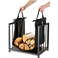 Wood basket incl. canvas bag 51 × 37 × 50,5 cm black - Firewood Basket
