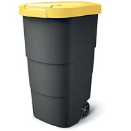 PROSPERPLAST Wheeler wheeled bin, anthracite with yellow lid 110l - Bin