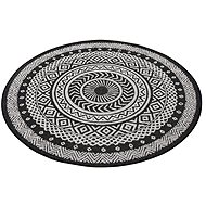 Kusový Flatweave 104855 Black/Cream 120×120 cm kruh - Koberec
