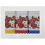 4sleep Set of kitchen cotton towels, 3 pcs, Rose - Kitchen Towel