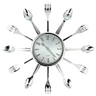 ISO 7962 Kuchyňské nástěnné hodiny s příbory stříbrná - Wall Clock