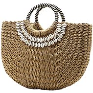 eCa T162 Wicker handbag with shells brown - Handbag