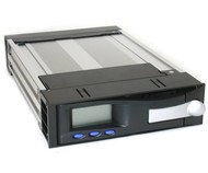 Výměnný rámeček IcyDock MB-122AKGF černý (black), hliníkový s větr. + šuplík pro IDE HDD, LCD, alarm - -