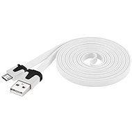PremiumCord USB 2.0 mikro-USB AB, 2 m lapos, fehér - Adatkábel