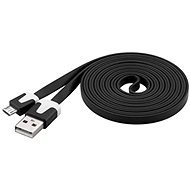 PremiumCord Kábel micro USB 2.0 prepojovací AB 2m plochý čierny - Dátový kábel