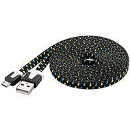 PremiumCord Cable micro USB 2.0 connecting AB 2m flat black-blue-yellow - Data Cable