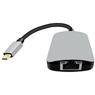 PremiumCord USB-C na HDMI + RJ45 + PD adaptér, hliníkové puzdro - Redukcia