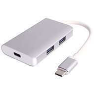 PremiumCord USB 3.1 2x USB3.0 + PDL-Ladung mit silbernem Aluminiumgehäuse - USB Hub