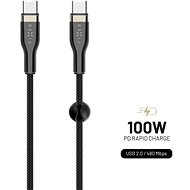 FIXED Cable USB-C/USB-C a podporou PD 1.2m USB 2.0 100W opletený černý - Data Cable