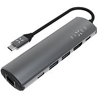 FIXED HUB Pro 6in1 USB-C 3.2 Gen2 4k60Hz pro notebooky a tablety šedý - Port Replicator