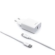 FIXED Travel s USB-C výstupom a USB-C/USB-C káblom podpora PD 1 m 18 W biela - Nabíjačka do siete