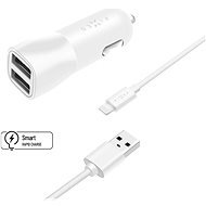 FIXED Smart Rapid Charge 15W with 2xUSB Output and USB/Lightning Cable MFI-certification, White - Car Charger