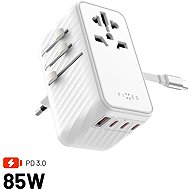 FIXED Voyager Travel GaN PD 85W for EU UK and USA/AUS with 4x USB-C and 1x USB white - Wall Charger