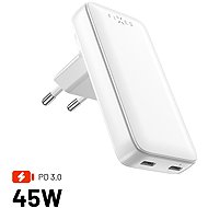 FIXED Slim Traveller GaN PD 45W with 2x USB-C output with interchangeable adapters white - Wall Charger