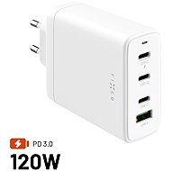 FIXED GaN with 3xUSB-C and USB output support PD 3.0 120W white - Wall Charger