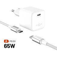 FIXED Mini GaN mit USB-C Ausgang und USB-C / USB-C Kabel 2 m Unterstützung PD 65 W weiß - Netzladegerät