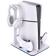 FIXED Multifunctional Stand for PS5 (Slim)/Digital Edition with charging for 2 DualSense B&W control - Game Controller Stand
