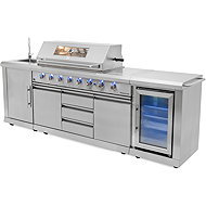 G21 Arkansas Outdoor Kitchen Silver, 8 Burners, with Fridge - Grill