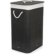 G21 Korb 40 × 30 × 60 cm 72 l schwarz mit braunem Stoffkorb, Bambus - Wäschekorb