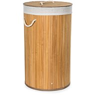 G21 Basket 35 × 60 cm round with white fabric basket 55 l, bamboo - Laundry Basket