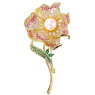 Gaira brooch Flower 32622 gold white - Brooch