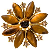 Gaira brooch Tiger Eye Flower 3231 - Brooch