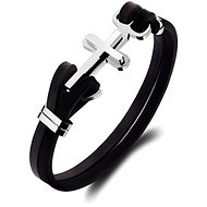 Gaira Leather bracelet with cross 30255-10 black - Bracelet