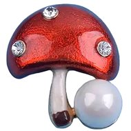 Gaira Brooch Mushroom with pearl 312100 red - Brooch