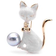 Gaira Brooch Cat 340037 white - Brooch