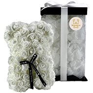 Teddy bear Romantic 25 cm white with white leaves - Rose Bear